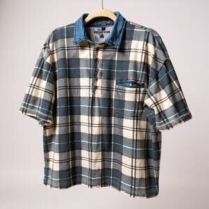 Vintage Friday Club Blue White Polo Short Sleeve Large